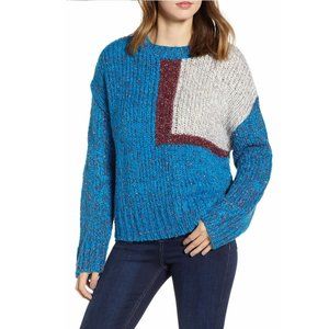 Prima Women's Geometric Pattern Sparkle Sweater - Size Medium | Blue Multi